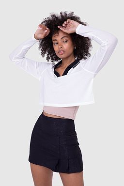 Perforated Cropped Polo