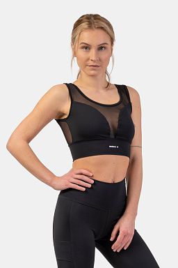 Black Mesh Design Sports Bra "Breathe"